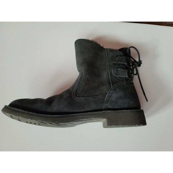Ugg Naiyah Lace Back Genuine Shearling Boot Black Suede Size 8  #1020144 - Picture 6 of 10